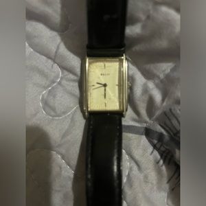 Women’s black leather band Relic watch